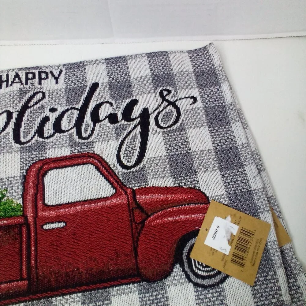 Christmas Placemat Lot of 4 Red Truck Tree Fabric 18